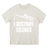 Cream Saxophone I Destroy Silence Saxophonist | For Musicians Heavy Core Tee - linhVisuals