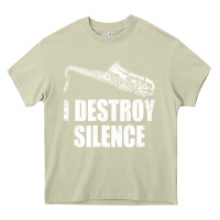 Mossy Saxophone I Destroy Silence Saxophonist | For Musicians Heavy Core Tee - linhVisuals