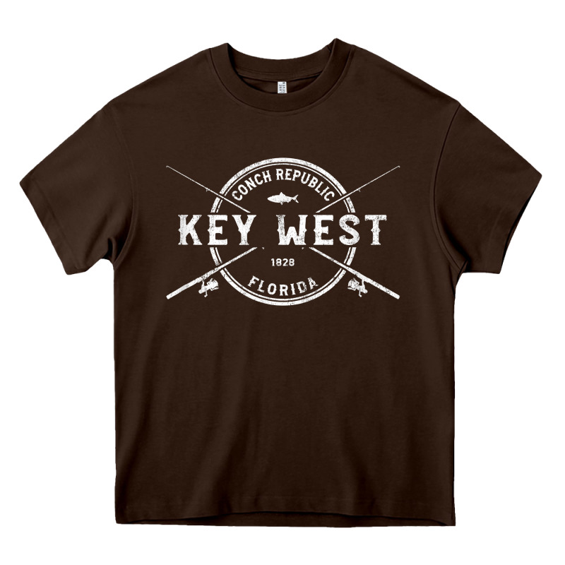 Key West Fl Vintage Crossed Fishing Rods T Shirt Heavy Core Tee by linhVisuals | Teevron