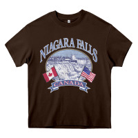 Chocolate Brown americana niagara falls scene canada america flags sweatshirt Heavy Core Tee - linhVisuals