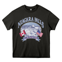 Americana Niagara Falls Scene Canada America Flags Sweatshirt Heavy Core Tee | Teevron