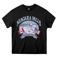Black americana niagara falls scene canada america flags sweatshirt Heavy Core Tee - linhVisuals
