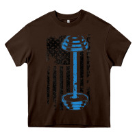 Chocolate Brown american flag gym and fitness  weight lifting gift t shirt Heavy Core Tee - linhVisuals