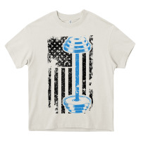 Cream american flag gym and fitness  weight lifting gift t shirt Heavy Core Tee - linhVisuals