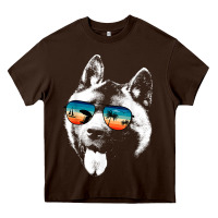 Chocolate Brown american akita shirts with glasses sunglasses retro style t shirt Heavy Core Tee - linhVisuals