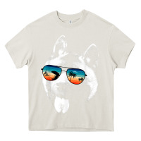 Cream american akita shirts with glasses sunglasses retro style t shirt Heavy Core Tee - linhVisuals