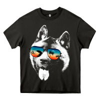 Asphalt american akita shirts with glasses sunglasses retro style t shirt Heavy Core Tee - linhVisuals