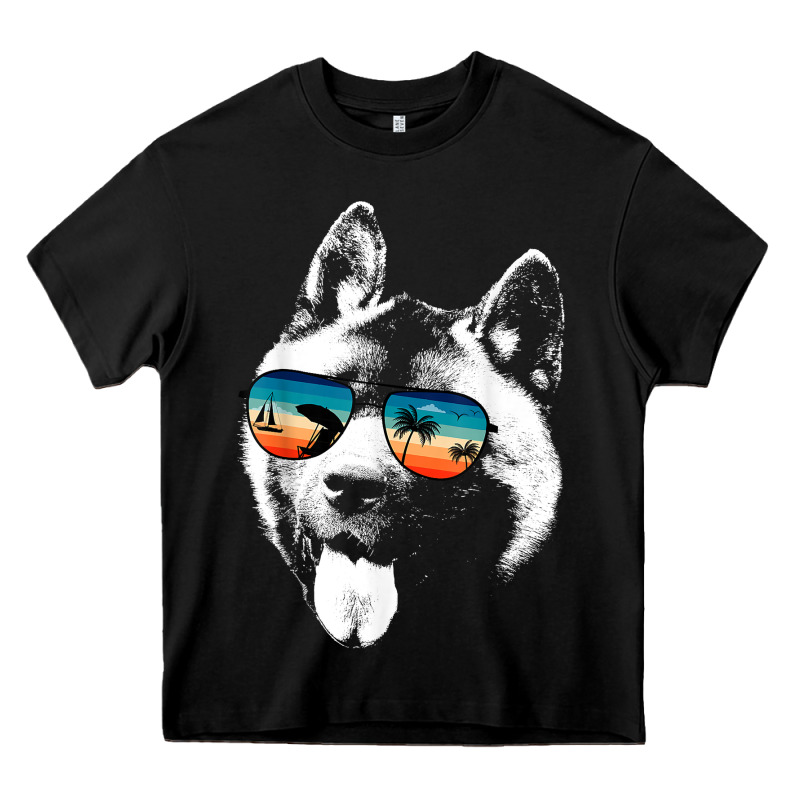 American Akita Shirts With Glasses Sunglasses Retro Style T Shirt Heavy Core Tee by linhVisuals | Teevron