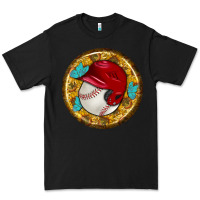Black baseball with sunflower round earrings Premium Tee - BundleAndBundleShop