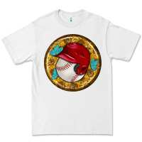 White baseball with sunflower round earrings Premium Tee - BundleAndBundleShop