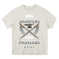 Cream iron sharpens iron quote proverbs 2717 christian cool gift t shirt Heavy Core Tee - linhVisuals