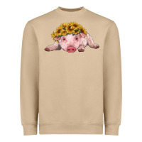 Mushroom baby pig with sunflower headband Heavyweight Sweatshirt - RanaPortraitStore