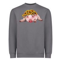 Storm baby pig with sunflower headband Heavyweight Sweatshirt - RanaPortraitStore