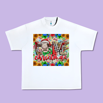 Love Christmas Cow Urban Heavy Tee Designed By Cowhidedigitalart