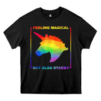 Black feeling magical but also stabby unicorn rainbow t shirt Heavy Core Tee - linhVisuals