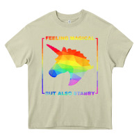 Mossy feeling magical but also stabby unicorn rainbow t shirt Heavy Core Tee - linhVisuals