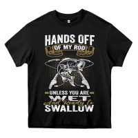 Black mens hands off of my rod bass fishing fisherman t shirt Heavy Core Tee - linhVisuals