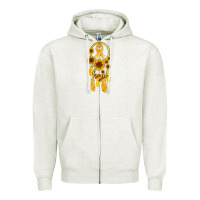Oatmeal Heather childhood cancer awareness dreamcatcher Zipper Hoodie - Jasminsmagicworld