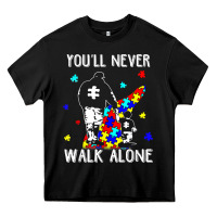 Black autism dad you will never walk alone support autism son t shirt Heavy Core Tee - linhVisuals