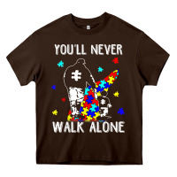Chocolate Brown autism dad you will never walk alone support autism son t shirt Heavy Core Tee - linhVisuals