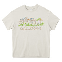Cream carcassonne france unique hand drawn art gift men women t shirt Heavy Core Tee - linhVisuals