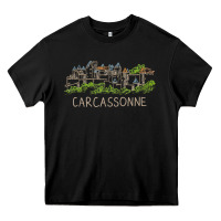 Black carcassonne france unique hand drawn art gift men women t shirt Heavy Core Tee - linhVisuals
