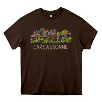 Chocolate Brown carcassonne france unique hand drawn art gift men women t shirt Heavy Core Tee - linhVisuals