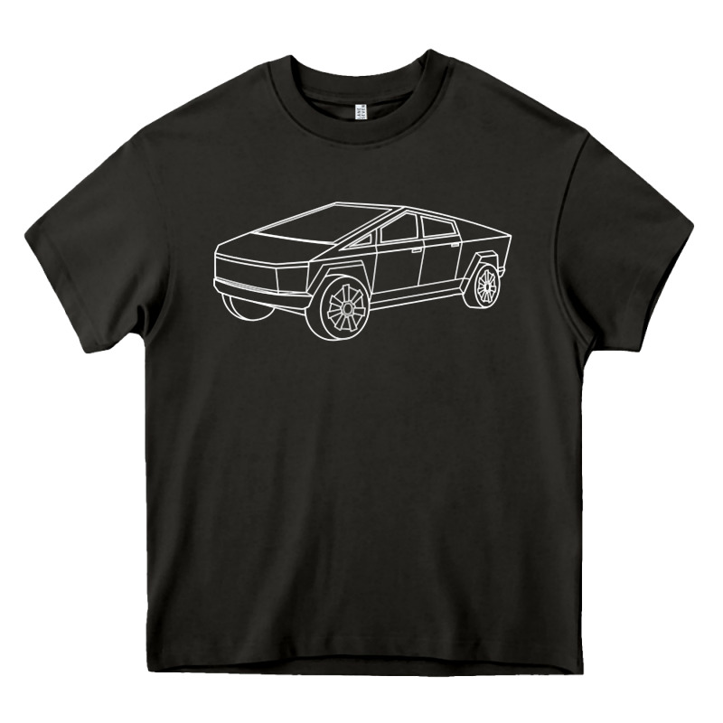 Cybertrucks Line Art Pocket Futuristic Ev Truck Cyber Design T Shirt Heavy Core Tee by linhVisuals | Teevron