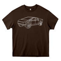 Chocolate Brown cybertrucks line art pocket futuristic ev truck cyber design t shirt Heavy Core Tee - linhVisuals