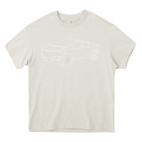 Cream cybertrucks line art pocket futuristic ev truck cyber design t shirt Heavy Core Tee - linhVisuals
