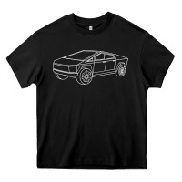 Cybertrucks Line Art Pocket Futuristic Ev Truck Cyber Design T Shirt Heavy Core Tee | Teevron
