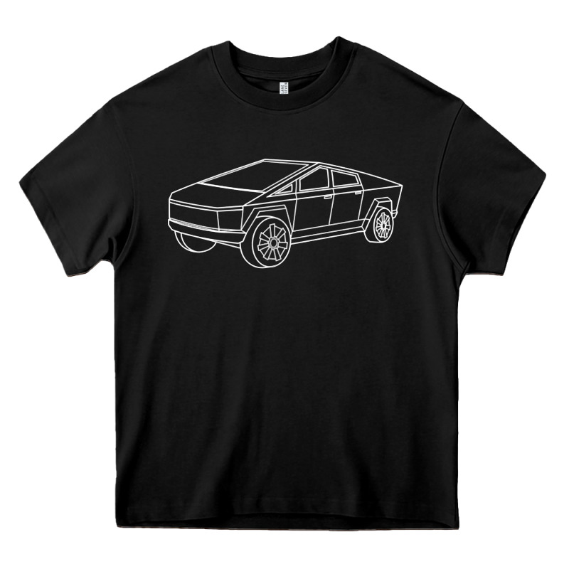 Cybertrucks Line Art Pocket Futuristic Ev Truck Cyber Design T Shirt Heavy Core Tee by linhVisuals | Teevron
