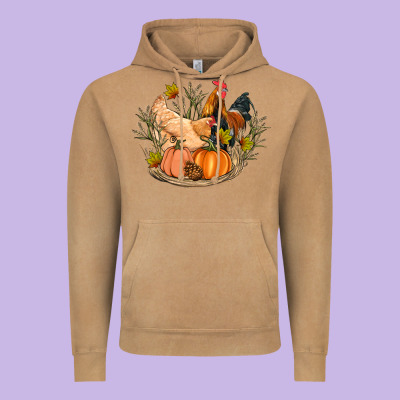 Fall Coop Animals Pumpkin Vintage Hoodie Designed By Artiststas