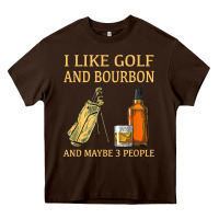 Chocolate Brown i like golf and bourbon and maybe 3 people t shirt Heavy Core Tee - linhVisuals