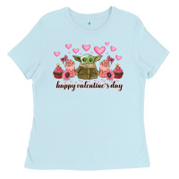 Baby Blue happy valentines day yoda Ladies Tee - CowhideDigitalArt