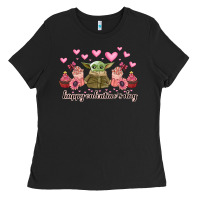 Black happy valentines day yoda Ladies Tee - CowhideDigitalArt