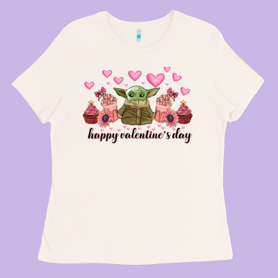 Happy Valentines Day Yoda Ladies Tee Designed By Cowhidedigitalart