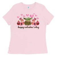 Bubblegum Pink happy valentines day yoda Ladies Tee - CowhideDigitalArt