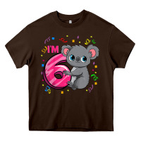 Chocolate Brown kids 6th birthday shirt for girls koala bear 6 years old t shirt Heavy Core Tee - linhVisuals