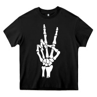 Black skeleton peace Heavy Core Tee - linhVisuals