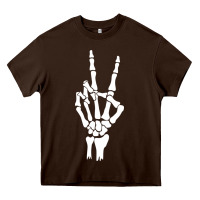 Chocolate Brown skeleton peace Heavy Core Tee - linhVisuals