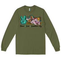Army Green Peace Love Landrace Pig Long Sleeve Tee - LillyAllenDesigns