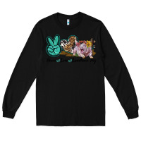 Black Peace Love Landrace Pig Long Sleeve Tee - LillyAllenDesigns