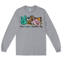 Heather Grey Peace Love Landrace Pig Long Sleeve Tee - LillyAllenDesigns