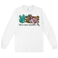 White Peace Love Landrace Pig Long Sleeve Tee - LillyAllenDesigns