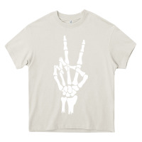 Cream skeleton peace Heavy Core Tee - linhVisuals