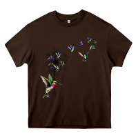 Chocolate Brown bird hummingbird dandelion flowers shirt for women men t shirt Heavy Core Tee - linhVisuals