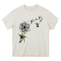 Cream bird hummingbird dandelion flowers shirt for women men t shirt Heavy Core Tee - linhVisuals