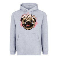 Heather Grey pug floral Heavyweight Hoodie - Jasminsmagicworld