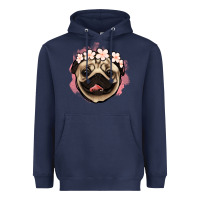 Navy pug floral Heavyweight Hoodie - Jasminsmagicworld
